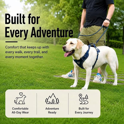 No Pull Dog Harness with Hidden AirTag Holder, Reflective Adjustable Vest Harness, Easy On-Off Design, Soft Breathable Mesh for Small Medium Large Dogs (Navy Blue, XL)