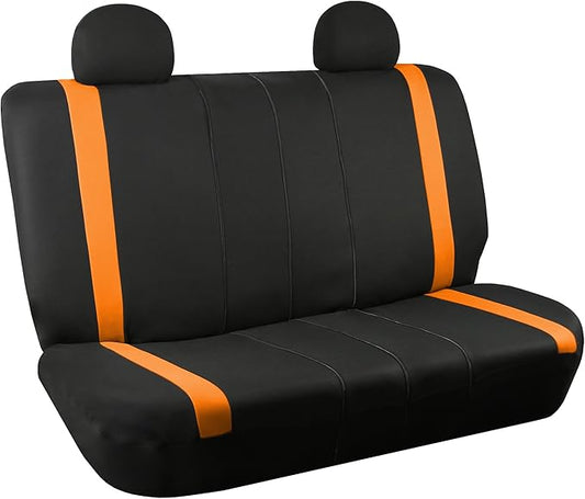 FH Group Car Seat Covers Rear Set Cloth - Car Seat Covers with Removable Headrest,Universal Fit,Automotive SeatCovers,Washable Car SeatCover for SUV,Sedan,Van Orange