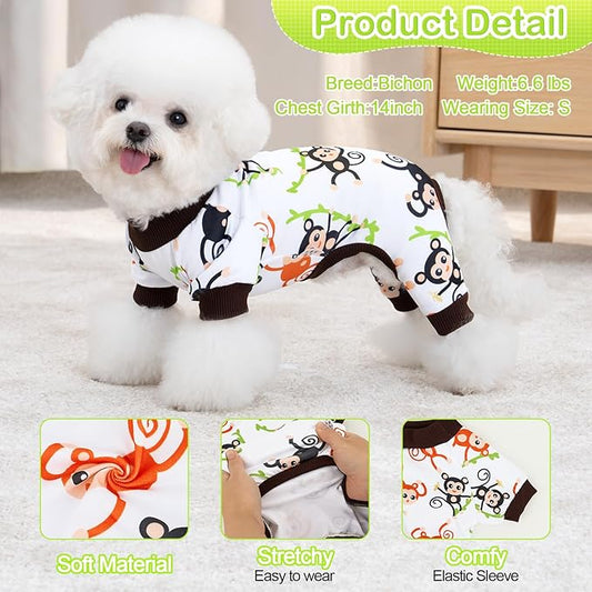 XPUDAC Dog Pajamas Soft Strechy Puppy Pjs Pet Clothes for Small Medium Dogs Boy Girl Cat Pet Outfit, L