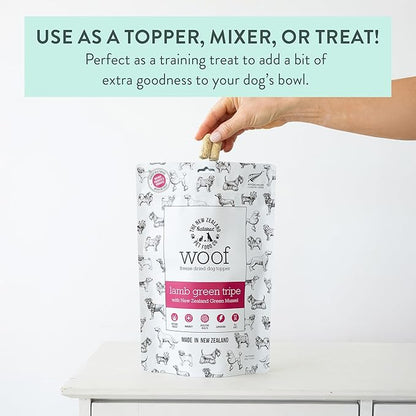 The New Zealand Natural Pet Food Co. WOOF Freeze Dried Dog Topper – Lamb Green Tripe, High Protein, Digestive Support, Topper or Treat – 6.3 oz