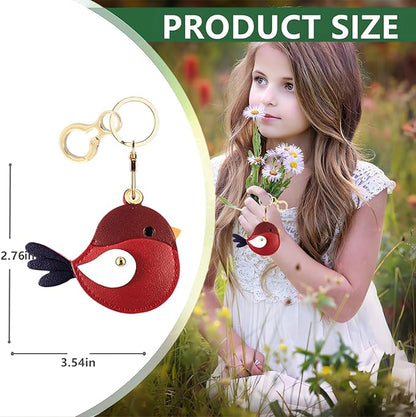 BORKUANA Leather Keychain Holder Case Compatible with AirTag,Cute Protective Cover with Keyring