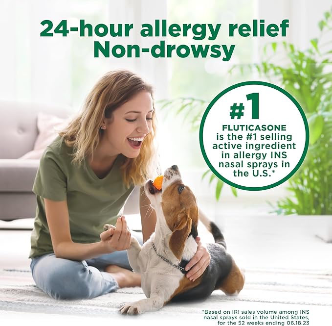 Amazon Basic Care 24-Hour Allergy Relief Nasal Spray, Fluticasone Propionate (Glucocorticoid) 50 mcg, Full Prescription Strength, Non-Drowsy, 0.62 Fl Oz (3 Pack)