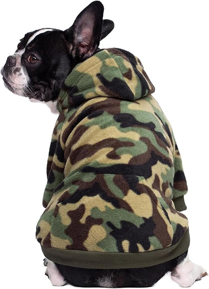 Small Dog Hoodie Camo French Bulldog Clothes Fashion Sports Puppy Coat Hood Sweatshirts with Zipper & Pocket Outdoor Pet Jacket Apparel for Chihuahua York & Pug XXL