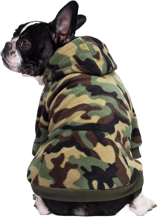 Small Dog Hoodie Camo French Bulldog Clothes Fashion Sports Puppy Coat Hood Sweatshirts with Zipper & Pocket Outdoor Pet Jacket Apparel for Chihuahua York & Pug XL