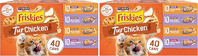 Purina Friskies Wet Cat Food Gravy, TurChicken Extra Gravy Chunky, Meaty Bits and Prime Filets - 5.5 oz. Cans (Pack of 80)