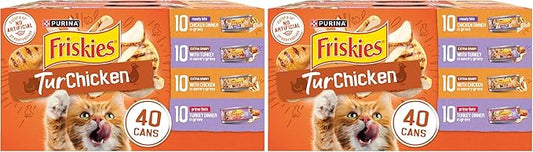 Purina Friskies Wet Cat Food Gravy, TurChicken Extra Gravy Chunky, Meaty Bits and Prime Filets - 5.5 oz. Cans (Pack of 80)