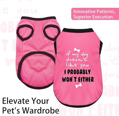 Color-Blocked Dog Tank Top with Playful Heat Transfer Designs – Lightweight Polyester Shirt for Small,MediumDogs, Perfect for Casual Outings.I Probably Won't Either Pink 4XL