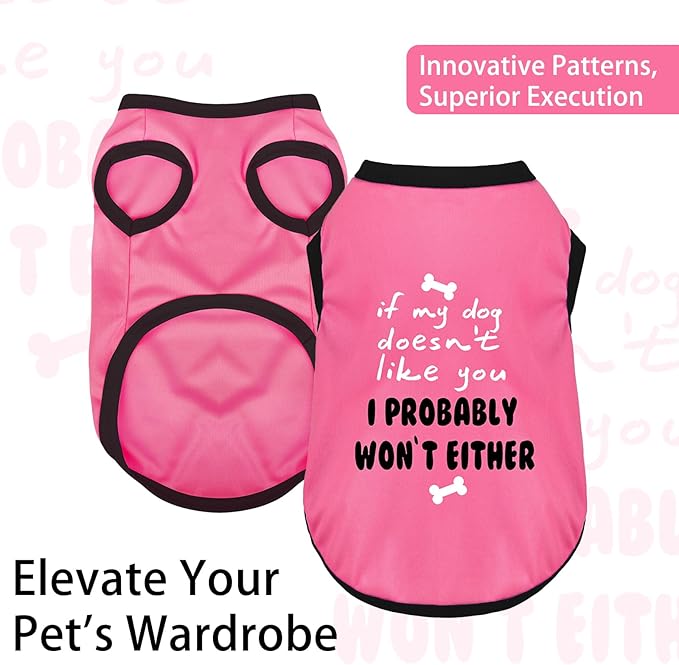 Color-Blocked Dog Tank Top with Playful Heat Transfer Designs – Lightweight Polyester Shirt for Small,MediumDogs, Perfect for Casual Outings.I Probably Won't Either Pink S