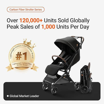MAMAZING Ultra Air Lightweight Baby Travel Stroller with Carbon Fiber Frame, Compact & Airplane-Friendly, One-Handed Fold, 11.6 lbs, Perfect for Toddlers, Organizer & Cushion Included, Jet