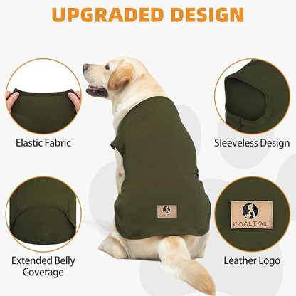 KOOLTAIL Dog Clothes for Large Dogs, 2 Pack Cotton Fall/Winter Warm Dog T Shirts Coats for Outdoor, UV & Insect Protection Anti-Hair Loss & Lightweight Pet Vest Tank Tops Apparel,Green&Light Green,3XL