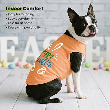 Fitwarm Happy Easter Bunny Dog Shirt, Easter Dog Clothes for Small Dogs Boy Girl, Cute Pet Outfit, Green, Blue, White, Orange, Small