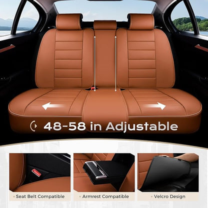 Coverado Car Seat Covers Full Set, Seat Covers for Cars, Front Seat Covers and Back Seat Cover Waterproof Leather Automotive Seat Cover, Universal Car Interior Protectors Cushion for Most Cars