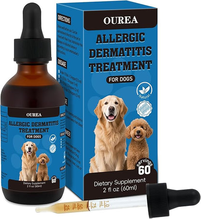 Dog Dermatitis Treatment for Allergies, Natural Itch Relief Drop & Hot Spot Support for Itchy, Red, Irritated Skin, Herbal Formula for Dog Allergy Relief, Dermatitis Treatment, Dog Itching Skin Relief
