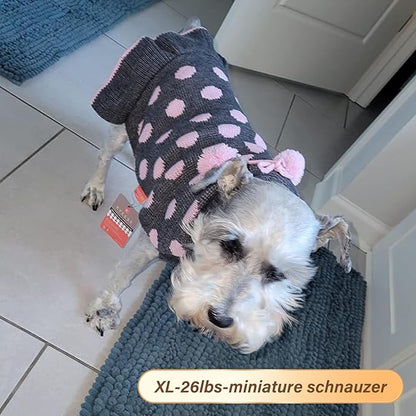 KYEESE Dog Sweater Dress with Leash Hole Turtleneck Dog Sweater for Girl Small Medium Knit Pullover Warm Pet Sweater for Fall Winter