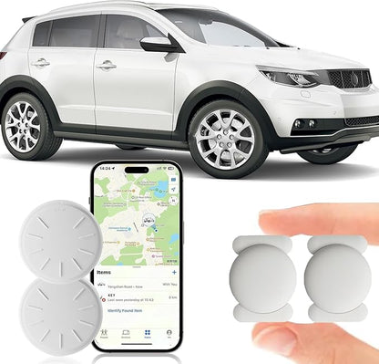 Hidden Car Tracking Device No Subscription,Real Time GPS Tracker for Vehicles Work with Apple Find My(iOS Only),Hidden Car GPS Tracker with Magnetic Case (White,2PCS)