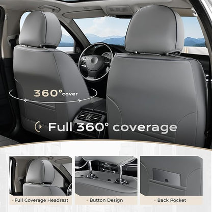 Coverado Seat Covers, Car Seat Covers Front Seats, Leather Seat Covers for Cars, Car Seat Protector Waterproof, Gray Car Seat Cushion, Front Carseat Cover Universal Fit for Most Cars Blue