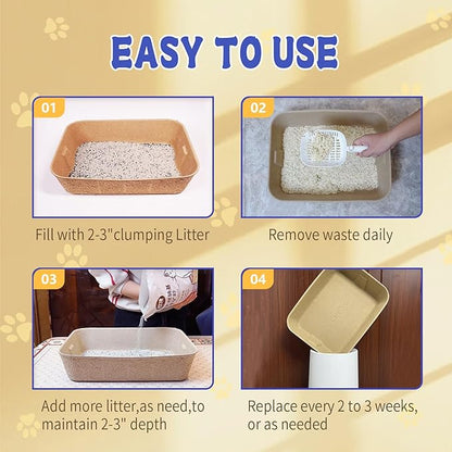 Disposable Cat Litter Box, Sturdy and Durable, Extra Thick, Large Size - 16.2"x12.6"x3.9", Leak Resistant and Sustainable, Disposable Litter Boxes for Cats (Brown, 1-Pack)