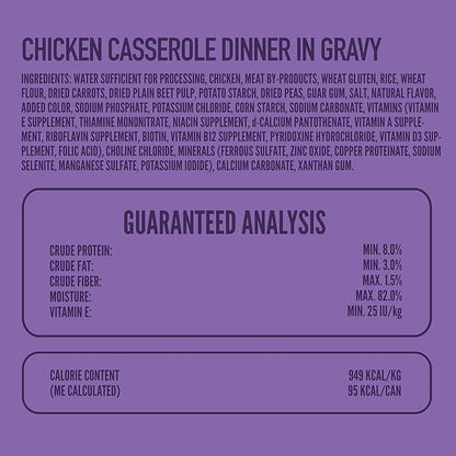 A Strong Heart Wet Dog Food Pouches, Chicken Casserole Dinner in Gravy, 3.5 oz Pouches (Pack of 24), Made in The USA with Real Chicken