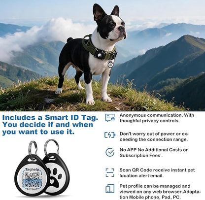 AirTag Dog Collar with QR Code, Tactical Waterproof AirTag Holder, Smart No-App ID Tag for Lost Pet Recovery, Padded Comfort for Medium and Large Dogs (Green,M)