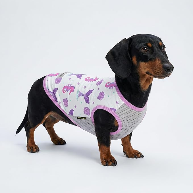 Fitwarm 2 Pack Mermaid & Scale UPF 50+ UV Sun Protection Dog Shirt, Lightweight Cooling Vest, Quick Dry Summer Clothes for Small Dogs Girl, Pet Outfit, Purple, Pink, White, Small