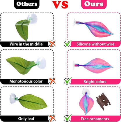 WILLBOND 2 Pcs Pink Silicone Betta Fish Bed Leaf Hammock Betta Fish Tank Accessories Decorations for Aquarium Ornaments, Practical Resting Spot, Comfortable and Safe