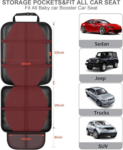 XHYANG Car Seat Protector,2 Pack Automotive Seat Protectors Baby Carseat Pad Waterproof Durable 600D Fabric for Child Baby Car Seat Mat Vehicle Pet Cover 2 Storage Pockets (Wine Red)