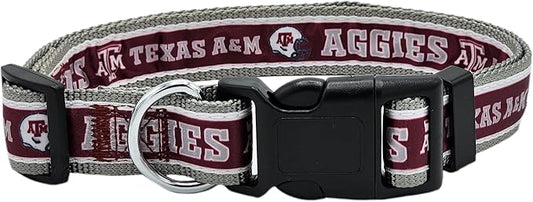 Pets First Collegiate PET Collar NEW Version Texas A&M Aggies Dog Collar, Size Large. Best Sports Team Color for Dogs & Cats. A Shiny & Colorful Dog & Cat Collar Licensed by The NCAA