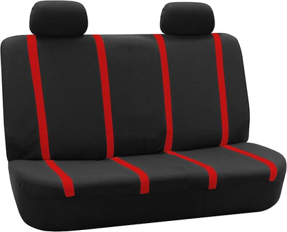 FH Group Car Seat Covers Rear Set Cloth - Car Seat Covers with Removable Headrest,Universal Fit,Automotive SeatCovers,Washable Car SeatCover for SUV,Sedan,Van Red
