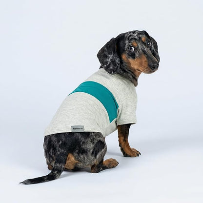 Fitwarm 3 Pack Color Block Striped Dog Shirt, Summer Dog Clothes for Small Dogs, Breathable Lightweight Pet Tshirt with Sleeves, Cat Outfit, Royal Blue, Gray, Teal, Small