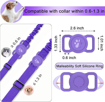 SANKALA Airtag Dog Collar Holder, 1 Pack, Dark Purple | Silicone Full Body Covered, Anti-Lost Protective, Fits All Width Collars, for Apple AirTag(Gen 1 & 2), Signal Friendly