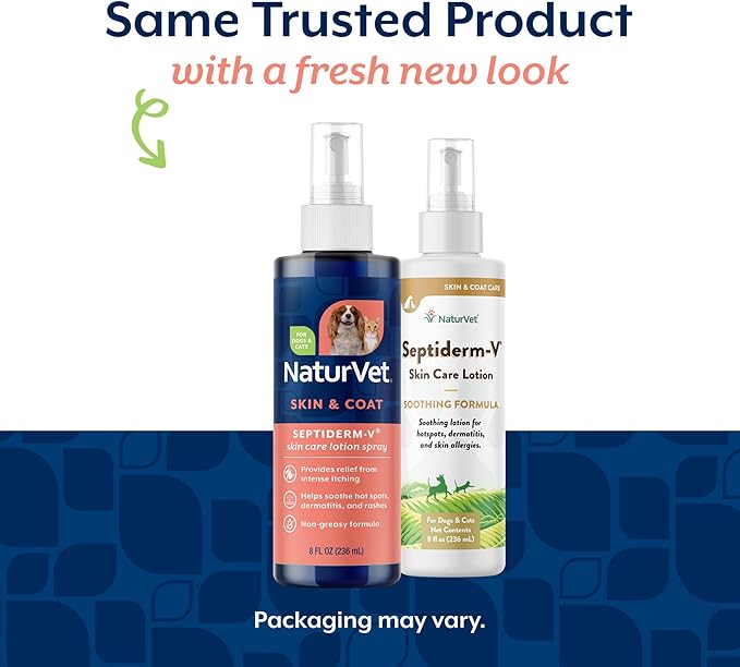 NaturVet Green Tree Septiderm-V Skin Care Lotion for Dogs & Cats – Pet Health Supplement for Dermatitis, Dog Skin Allergies, Itching, Hot Spots, Cat Rashes – Pet Lotion, Grooming Aid – 8 Oz.