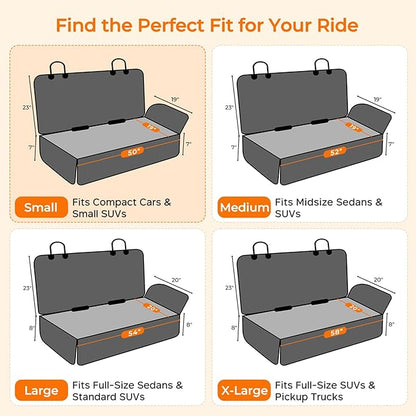URPOWER Dog Car Seat Cover for Back Seat - Waterproof Non-Slip Car Seat Protector for Dogs Pet, Scratchproof Back Bench Seat Covers for Compact Cars Small SUVs, Black