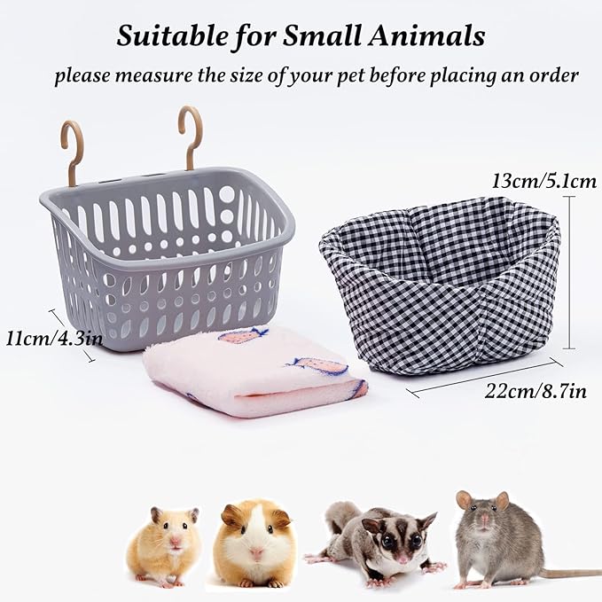 JWShang Small Rat Hammocks for Cage Chew Proof, Rat Warm Bed, Small Animal Hanging Hammock, Rat Cage Accessories for Small Animals Rat, Mouse, Guinea Pig, Chinchilla, Sugar Glider, Ferret