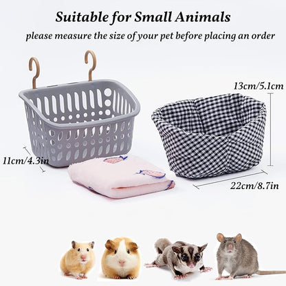 JWShang Small Rat Hammocks for Cage Chew Proof, Rat Warm Bed, Small Animal Hanging Hammock, Rat Cage Accessories for Small Animals Rat, Mouse, Guinea Pig, Chinchilla, Sugar Glider, Ferret