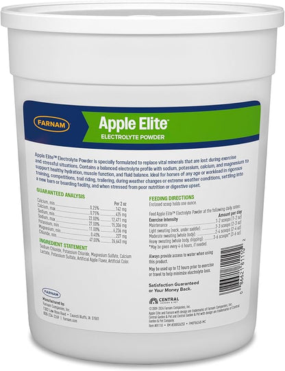 Farnam Apple Elite Horse Electrolytes Powder Supplement, Replaces Vital Minerals, Encourages Hydration, Sugar-Free, Contains Sodium, Potassium, Calcium & Magnesium, Apple Flavored, 5 lb
