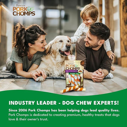 Pork Chomps Baked Pork Skin Dog Chews, 6-inch Twists, Real Sweet Potato Wrap, 4 Count (Pack of 2)