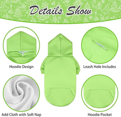 KOOLTAIL Dog Hoodie for Large Medium Small Dogs, Soft and Warm Pet Sweater with Leash Hole and Pocket Boy Girl, Puppy Fall Winter Jacket Clothes, French Pitbull Cold Weather Coat Sweatshirt,Green XL