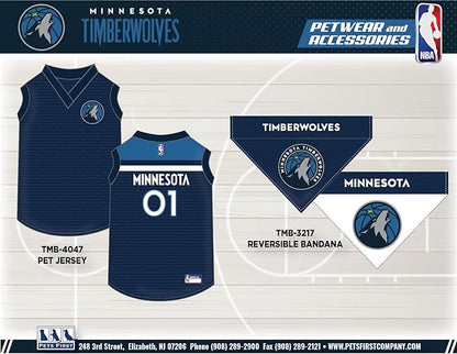 Pets First NBA Minnesota Timberwolves Dog Jersey, X-Small- Tank Top Basketball Pet Jersey