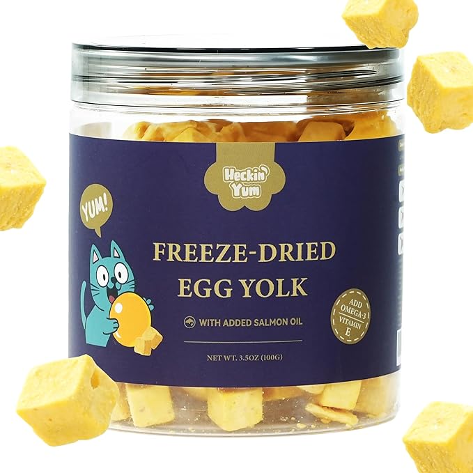 Freeze-Dried Cat and Dog Treats, Simple Egg Yolk with Fish Oil Added for Skin and Coat Support, 3.5 oz., Premium Food Toppers and Snacks