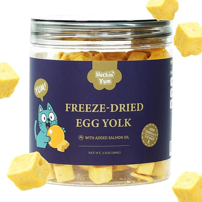 Freeze-Dried Cat and Dog Treats, Simple Egg Yolk with Fish Oil Added for Skin and Coat Support, 3.5 oz., Premium Food Toppers and Snacks