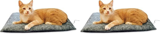 K&H Pet Products Heated Amazin' Kitty Pad, Cat Bed Traps Hair and Dander, Gray 15 X 20 Inches (Pack of 2)