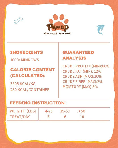 PAWUP Freeze Dried Salmon Dog Treats, Single Ingredient Raw Dog Food Toppers, Healthy Training Treats for Dogs,3.8 oz