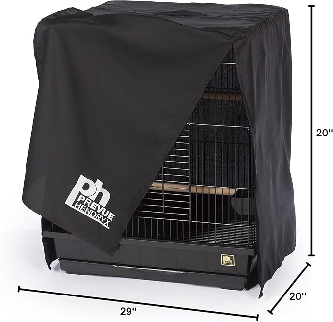 Prevue Pet Products Medium Bird Cage Cover - Good Night Cage Cover, Bird Accessories, Blocks Light, Breathable Nylon Fabric, Fits a Variety of Cage Sizes - Black, Size Medium