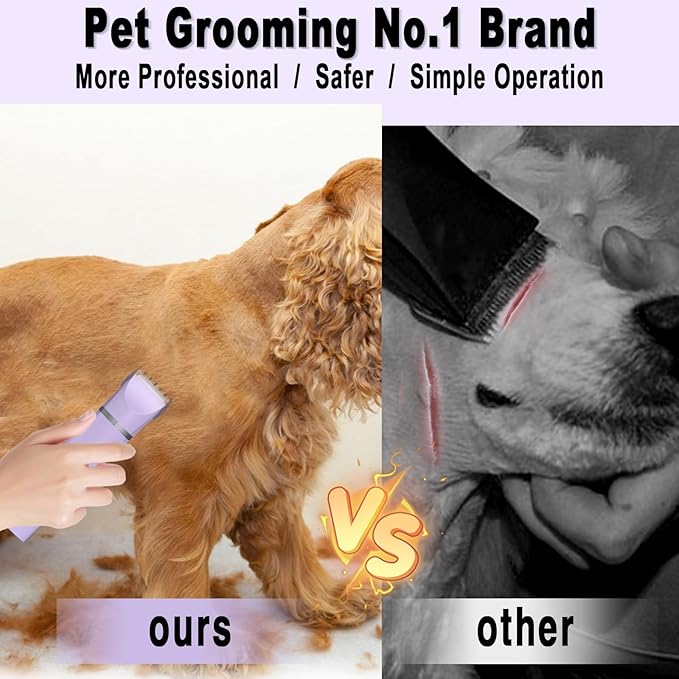 Veeconn Dog Grooming Clippers Kit-Electric Rechargeable Cat Trimmer Tools-Cordless Quiet Pet Nail Paw Grinder-4 in 1 Multifunctional Low Noise Shaver-Razor for feet Face Ears Toenail Eye