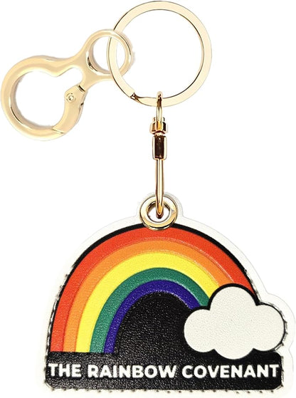 Leather Airtag Keychain Case Holder,Cute Protective Apple Air Tag Cover with Key Ring,Anti-Scratch Hidden Finder GPS Tracker Case for Wallet Keys,Bag,Pets,Backpack(Rainbow)
