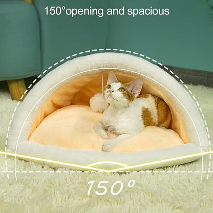 Cat Sleeping Bag Plush Pet Bed 40x52cm Mint Green - Soft Warm Semi - Closed Design, Washable Cozy Nest for Indoor Cats Puppies Kittens (Cat Litter-Gentleman Gray)