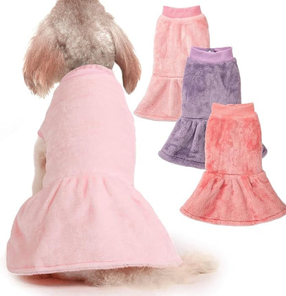 FabriCastle Dog Dress Clothes, 3-Pack Sweaters for XS Small Dogs Girl & Cats, Ultra Soft Warm Pet Coats for Winter, Small Female Puppy Apparel, Doggy Outfits XXS – XL (Pink,Violet,Rosepink, X-Small)