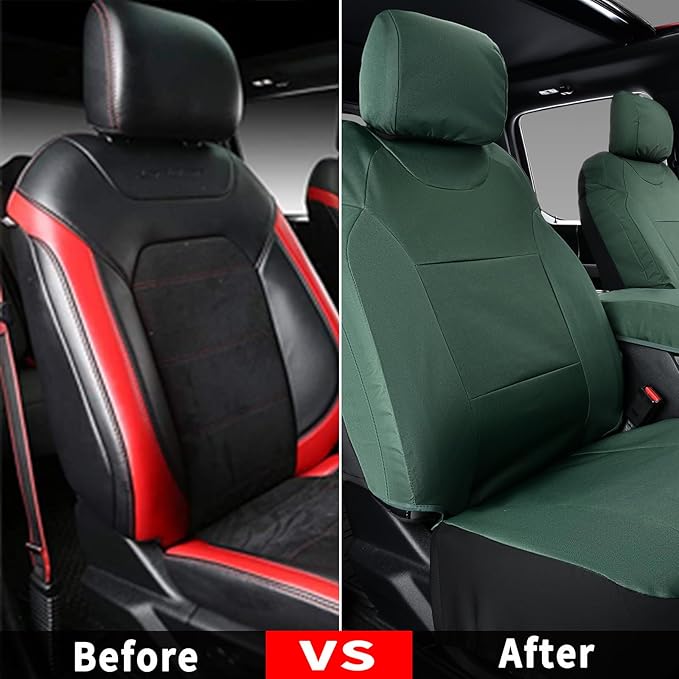 Coverado Front Seat Covers, Waterproof Oxford Seat Protector for Car Seat Cushions for Kids & Dogs, Compatible with 2015-2026 Ford F150 & 2017-2026 Ford F250 F350 F450 (Green, 2PCS)