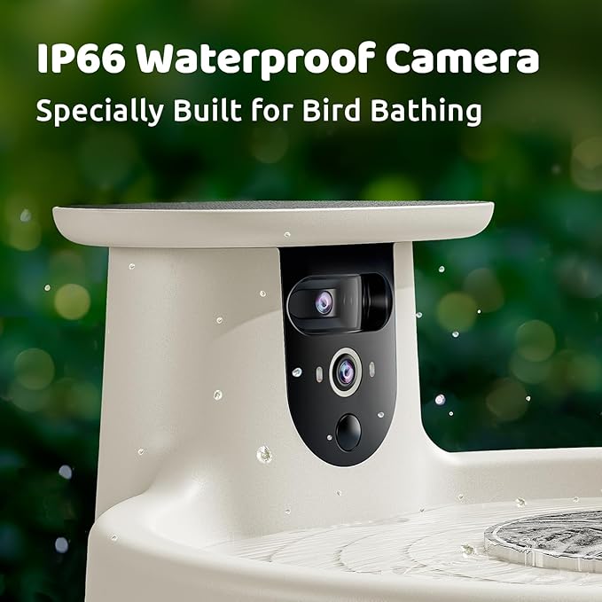 Birdfy Smart Bird Bath with Camera Solar Powered & Solar Fountain & Stand, Dual-Lens Camera for Bird Watching, Auto Capture Bird Videos & AI Identify, Ideal Present for Bird Lover