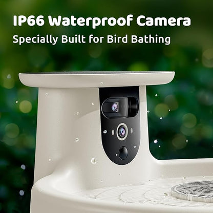 Birdfy Smart Bird Bath with Camera Solar Powered & Solar Fountain & Stand, Dual-Lens Camera for Bird Watching, Auto Capture Bird Videos & AI Identify, Ideal Present for Bird Lover